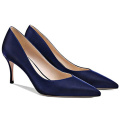 2019 High Heel Stiletto Women's Pumps Blue Silk x19-c134C Ladies Women custom Office business Dress Shoes Heels For Lady